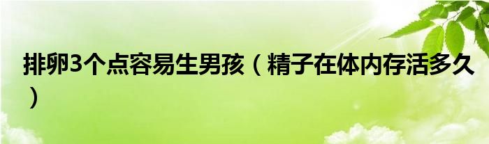 排卵3個點容易生男孩（精子在體內(nèi)存活多久）