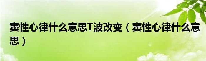 竇性心律什么意思T波改變（竇性心律什么意思）