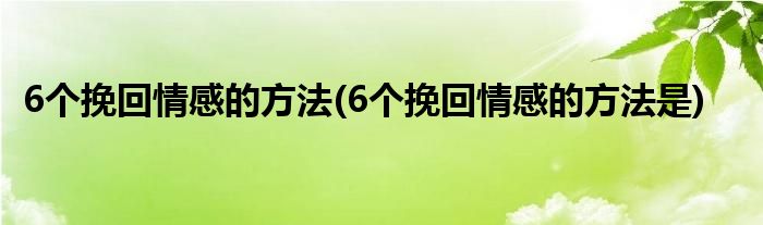 6個(gè)挽回情感的方法(6個(gè)挽回情感的方法是)