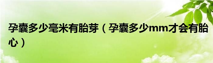 孕囊多少毫米有胎芽（孕囊多少mm才會有胎心）