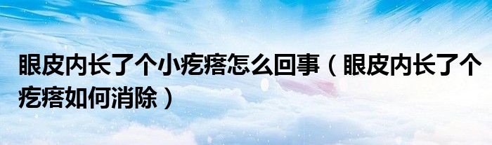 眼皮內(nèi)長了個(gè)小疙瘩怎么回事（眼皮內(nèi)長了個(gè)疙瘩如何消除）