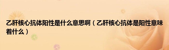 乙肝核心抗體陽(yáng)性是什么意思?。ㄒ腋魏诵目贵w是陽(yáng)性意味著什么）