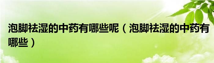 泡腳祛濕的中藥有哪些呢（泡腳祛濕的中藥有哪些）