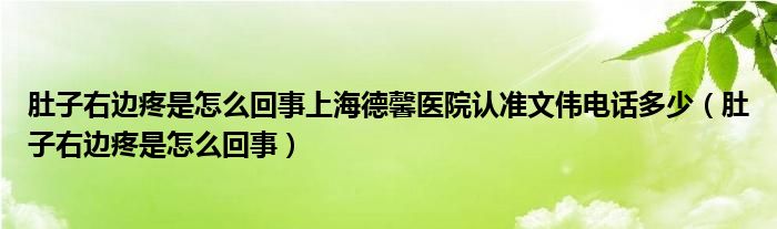 肚子右邊疼是怎么回事上海德馨醫(yī)院認準(zhǔn)文偉電話多少（肚子右邊疼是怎么回事）