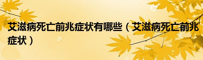 艾滋病死亡前兆癥狀有哪些（艾滋病死亡前兆癥狀）