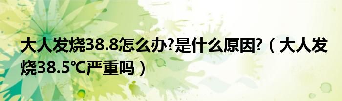 大人發(fā)燒38.8怎么辦?是什么原因?（大人發(fā)燒38.5℃嚴(yán)重嗎）