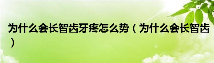 為什么會(huì)長(zhǎng)智齒牙疼怎么勢(shì)（為什么會(huì)長(zhǎng)智齒）