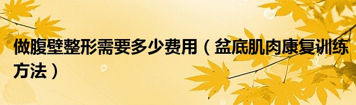 做腹壁整形需要多少費(fèi)用（盆底肌肉康復(fù)訓(xùn)練方法）