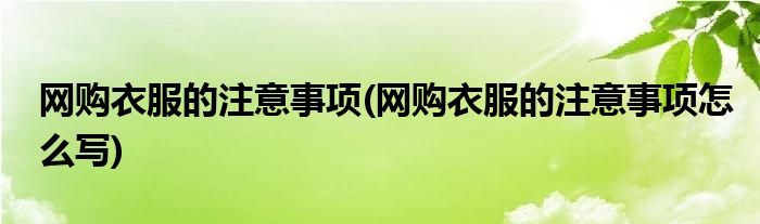 網(wǎng)購衣服的注意事項(xiàng)(網(wǎng)購衣服的注意事項(xiàng)怎么寫)