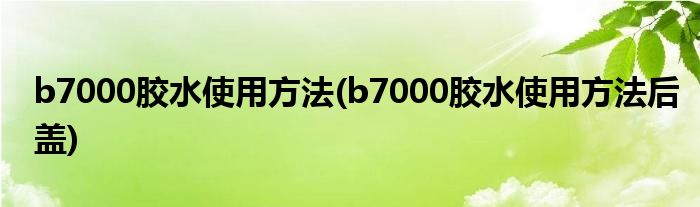 b7000膠水使用方法(b7000膠水使用方法后蓋)