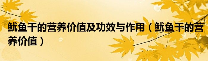 魷魚干的營(yíng)養(yǎng)價(jià)值及功效與作用（魷魚干的營(yíng)養(yǎng)價(jià)值）