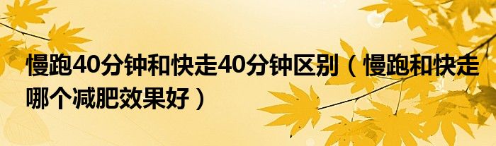 慢跑40分鐘和快走40分鐘區(qū)別（慢跑和快走哪個減肥效果好）