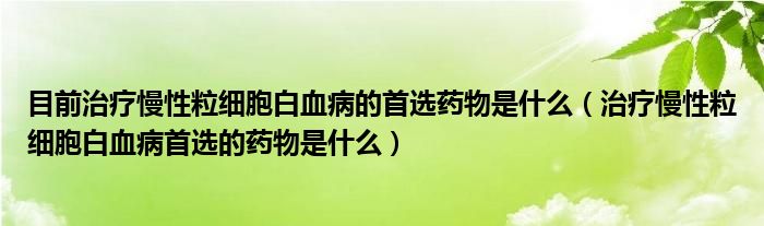 目前治療慢性粒細胞白血病的首選藥物是什么（治療慢性粒細胞白血病首選的藥物是什么）