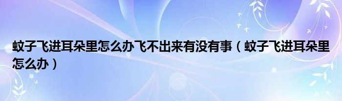 蚊子飛進耳朵里怎么辦飛不出來有沒有事（蚊子飛進耳朵里怎么辦）