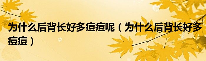 為什么后背長(zhǎng)好多痘痘呢（為什么后背長(zhǎng)好多痘痘）