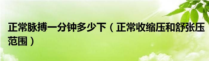 正常脈搏一分鐘多少下（正常收縮壓和舒張壓范圍）