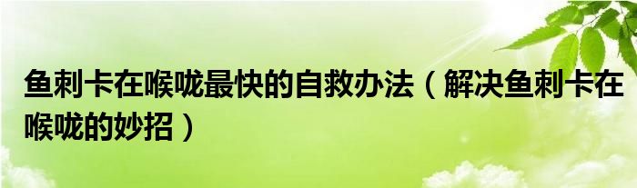 魚刺卡在喉嚨最快的自救辦法（解決魚刺卡在喉嚨的妙招）