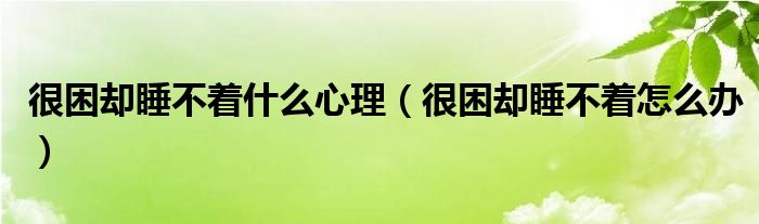 很困卻睡不著什么心理（很困卻睡不著怎么辦）