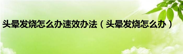 頭暈發(fā)燒怎么辦速效辦法（頭暈發(fā)燒怎么辦）