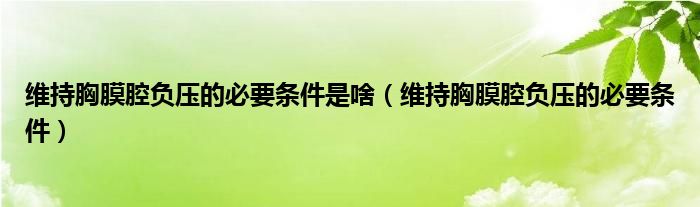 維持胸膜腔負壓的必要條件是啥（維持胸膜腔負壓的必要條件）