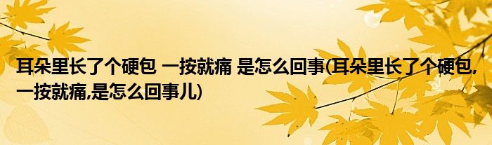 耳朵里長(zhǎng)了個(gè)硬包 一按就痛 是怎么回事(耳朵里長(zhǎng)了個(gè)硬包,一按就痛,是怎么回事兒)