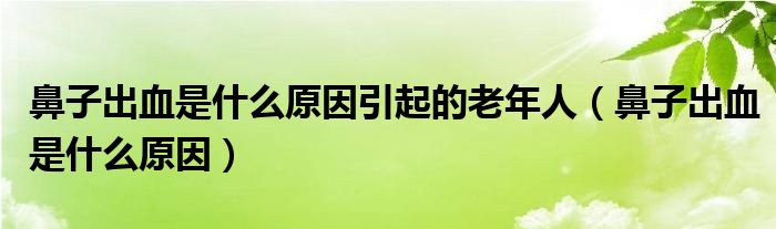 鼻子出血是什么原因引起的老年人（鼻子出血是什么原因）