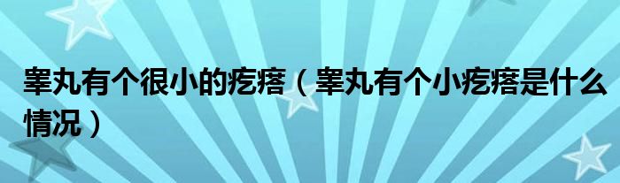 睪丸有個(gè)很小的疙瘩（睪丸有個(gè)小疙瘩是什么情況）