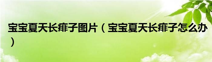 寶寶夏天長痱子圖片（寶寶夏天長痱子怎么辦）