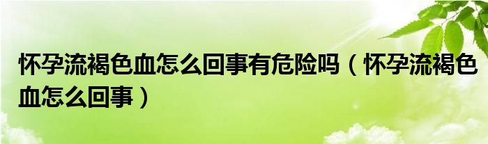 懷孕流褐色血怎么回事有危險嗎（懷孕流褐色血怎么回事）