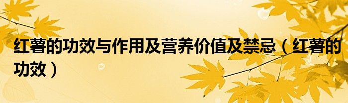 紅薯的功效與作用及營(yíng)養(yǎng)價(jià)值及禁忌（紅薯的功效）