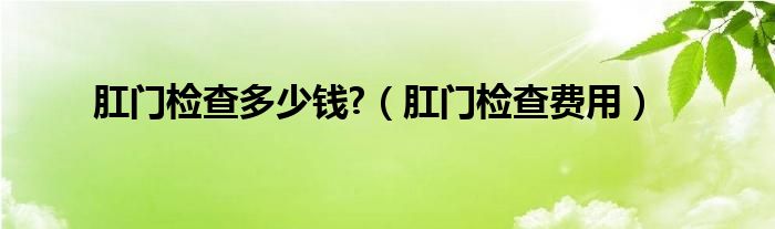 肛門檢查多少錢?（肛門檢查費用）