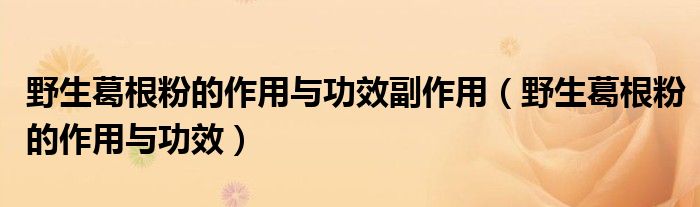 野生葛根粉的作用與功效副作用（野生葛根粉的作用與功效）