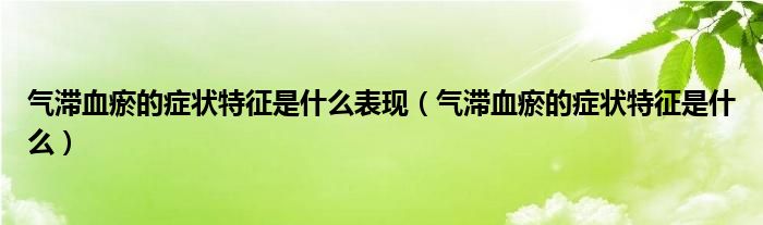 氣滯血瘀的癥狀特征是什么表現(xiàn)（氣滯血瘀的癥狀特征是什么）