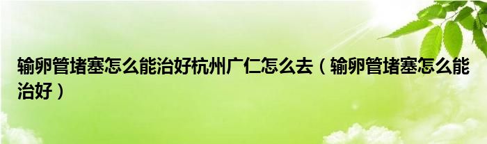 輸卵管堵塞怎么能治好杭州廣仁怎么去（輸卵管堵塞怎么能治好）