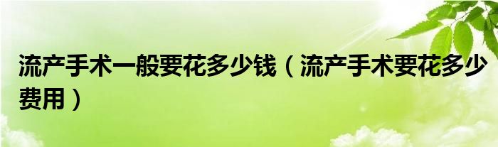 流產(chǎn)手術一般要花多少錢（流產(chǎn)手術要花多少費用）