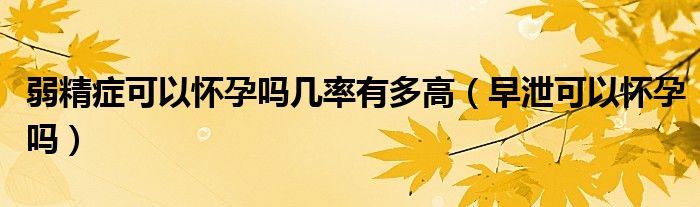 弱精癥可以懷孕嗎幾率有多高（早泄可以懷孕嗎）