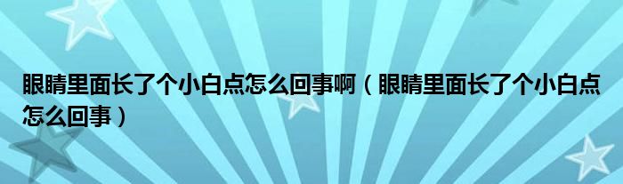 眼睛里面長(zhǎng)了個(gè)小白點(diǎn)怎么回事?。ㄑ劬锩骈L(zhǎng)了個(gè)小白點(diǎn)怎么回事）