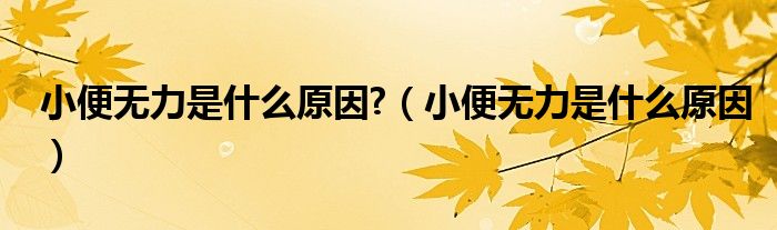 小便無(wú)力是什么原因?（小便無(wú)力是什么原因）