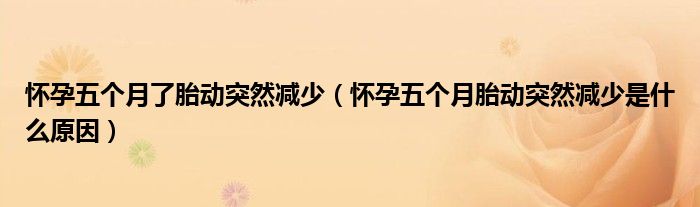 懷孕五個(gè)月了胎動突然減少（懷孕五個(gè)月胎動突然減少是什么原因）