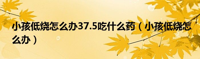 小孩低燒怎么辦37.5吃什么藥（小孩低燒怎么辦）