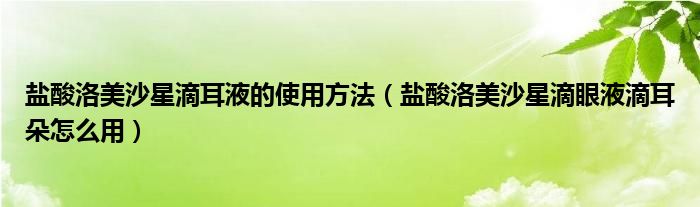 鹽酸洛美沙星滴耳液的使用方法（鹽酸洛美沙星滴眼液滴耳朵怎么用）