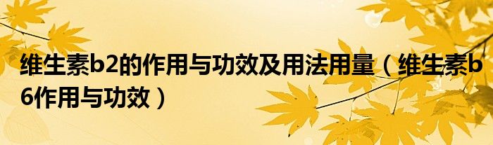 維生素b2的作用與功效及用法用量（維生素b6作用與功效）