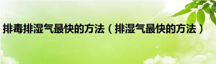 排毒排濕氣最快的方法（排濕氣最快的方法）