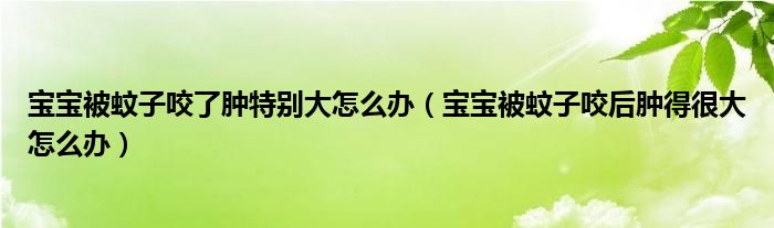 寶寶被蚊子咬了腫特別大怎么辦（寶寶被蚊子咬后腫得很大怎么辦）