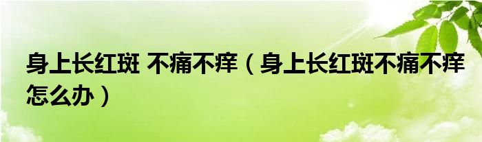 身上長紅斑 不痛不癢（身上長紅斑不痛不癢怎么辦）