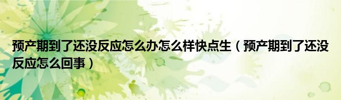 預(yù)產(chǎn)期到了還沒反應(yīng)怎么辦怎么樣快點(diǎn)生（預(yù)產(chǎn)期到了還沒反應(yīng)怎么回事）