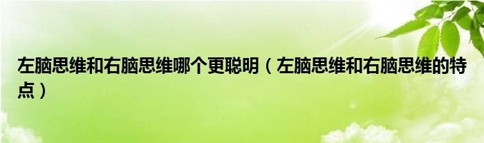 左腦思維和右腦思維哪個更聰明（左腦思維和右腦思維的特點）