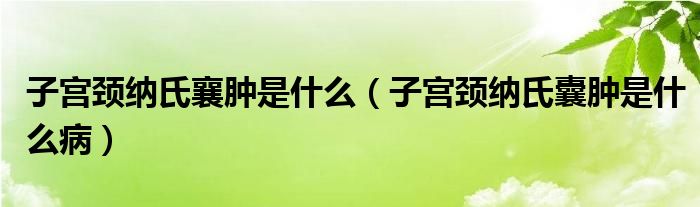 子宮頸納氏襄腫是什么（子宮頸納氏囊腫是什么病）