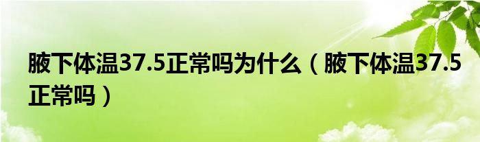 腋下體溫37.5正常嗎為什么（腋下體溫37.5正常嗎）