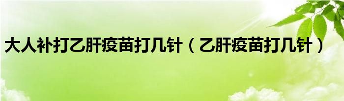 大人補打乙肝疫苗打幾針（乙肝疫苗打幾針）